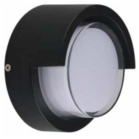 Applique Murale LED 12W Noire Ronde IP65 avec Cache - couleur chaude