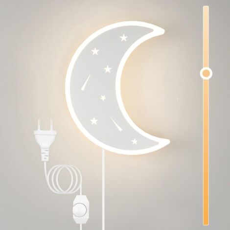 Applique murale LED 14 W à intensité variable avec interrupteur et contacts, veilleuse pour enfant, blanc 3000 K