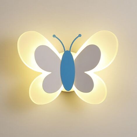 Applique Murale LED 16W Lampe Murale Créative Papillon Appliques Moderne Lumière Chaude Acrylique Veilleuse Chevet pour Chambre Enfant Couloir Escalier