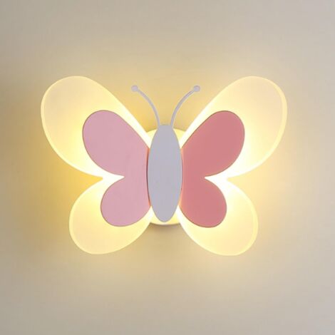 Applique Murale LED 16W Lampe Murale Créative Papillon Appliques Moderne Lumière Chaude Acrylique Veilleuse Chevet pour Chambre Enfant Couloir Escalier