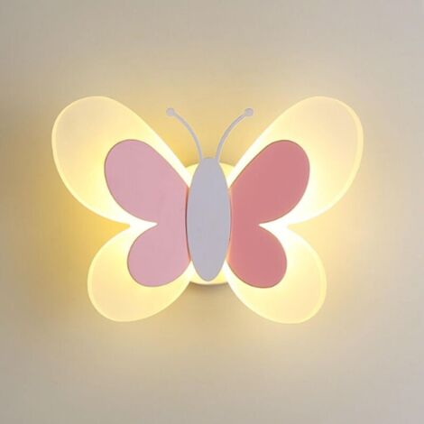 Applique Murale LED 16W Lampe Murale Créative Papillon Appliques Moderne Lumière Chaude Acrylique Veilleuse Chevet pour Chambre Enfant Couloir Escalier [Classe énergétique A]