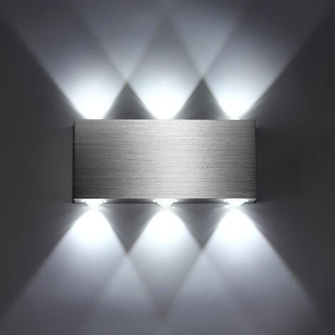 Applique Murale LED 18W Intérieur Lampe Murale Moderne Carré Up Down en Aluminium Eclairage Décoration Lumière pour Chambre a Coucher Bureau Lit Couloir Salon Hôtel Bar Blanc Froid