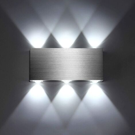 Applique Murale LED 18W Intérieur Lampe Murale Moderne Carré Up Down en Aluminium Eclairage Décoration Lumière pour Chambre a Coucher Bureau Lit Couloir Salon Htel Bar Blanc Froid [Classe énergétique