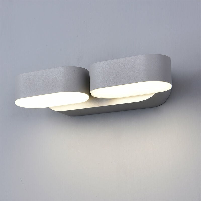Applique murale led 2x6W IP54 Orientable - Blanc Chaud / Gris Silumen