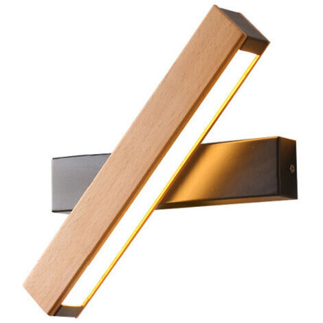 Applique murale LED, 4 W, 400 lm, orientable à 360°, en bois, pour une utilisation intérieure. Lumière blanche chaude 3000 K, idéale pour une chambre, un salon, un bureau ou un couloir.