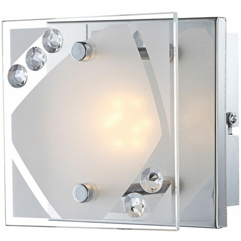 Applique murale LED 4 watts, éclairage projecteur en verre satiné, cristaux Globo 41713-1