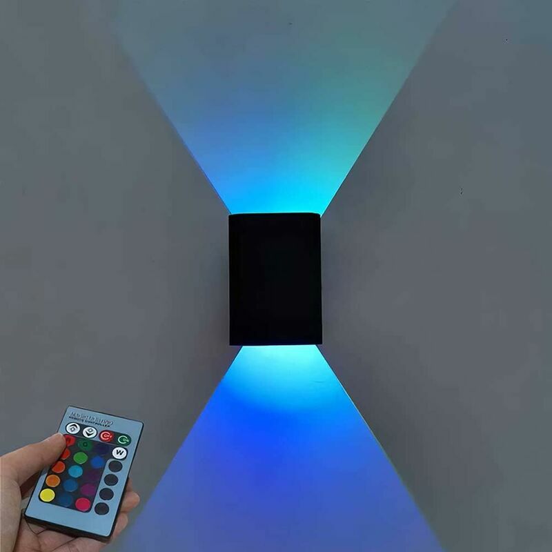 Applique murale LED 5 W pour l'intérieur - Lumière d'ambiance avec variateur RVB - Lumière moderne vers le bas - Éclairage mural en aluminium pour