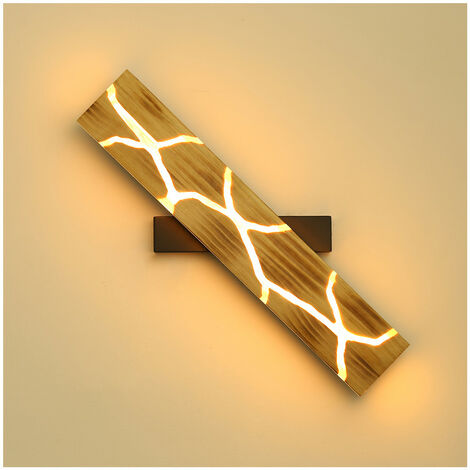 Applique Murale LED, 55 CM Intérieure Applique en Bois, 18W Lampe Murale Crack 360° Rotatif Luminaire Mural 3000K Applique Murale Intérieur 2000LM Résine Applique Murale Bois
