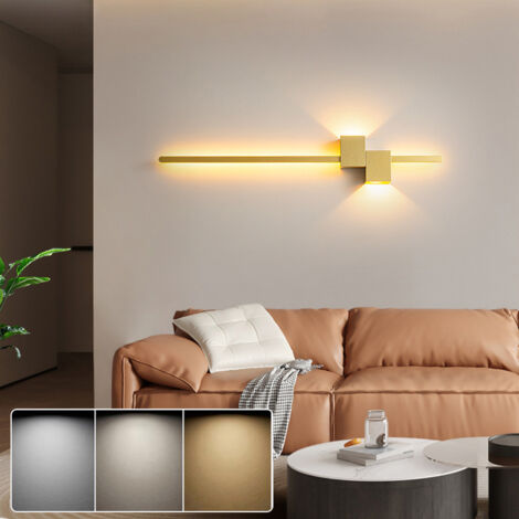 Applique murale LED 60 cm, lampe de chevet créative, éclairage décoratif d'intérieur, 3 températures de couleur réglables, doré