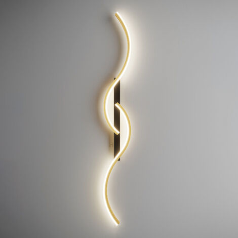 Applique murale LED 60 cm, lampe de chevet créative, luminaire décoratif d'intérieur, applique murale incurvée, lumière chaude 3000 K, noir et or