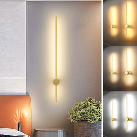 Applique murale LED 60 cm, lampe de chevet rotative à 350°, éclairage décoratif d'intérieur, 3 températures de couleur réglables, doré