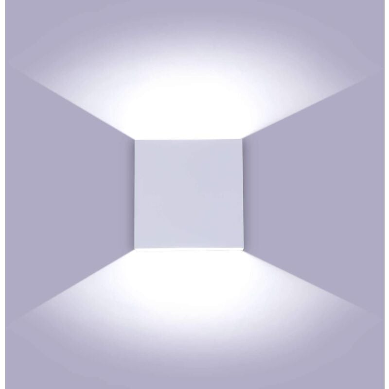 Applique Murale Led 6W Blanc Lampe Murale Carrée D'Intérieur Applique Murale Aluminium Moderne Pour Salon, Chambre à Coucher, Blanc Froid