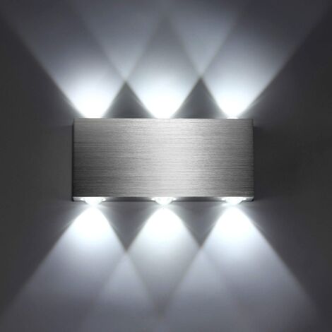 Applique Murale LED 6W Intérieur Lampe Blanc Froid Murale Moderne Carré Up Down en Aluminium Eclairage Décoration Lumière pour Chambre a Coucher Bureau Lit Couloir Bar [Classe énergétique E]