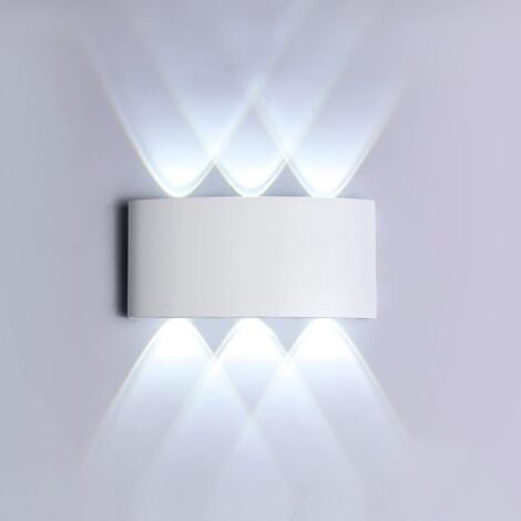 Applique murale LED 6W, lumière blanche froide 6000K, étanche IP65, idéale pour chambre, couloir, salon, escalier, hôtel ou bar.