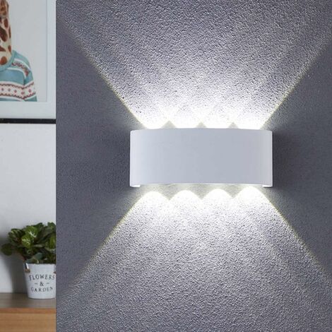 Applique Murale Led 8W - Applique Murale Intérieure Extérieure IP65 Réglable Haut et Bas Applique Murale Blanche Pour Maison Chambre Salon Couloir Escaliers