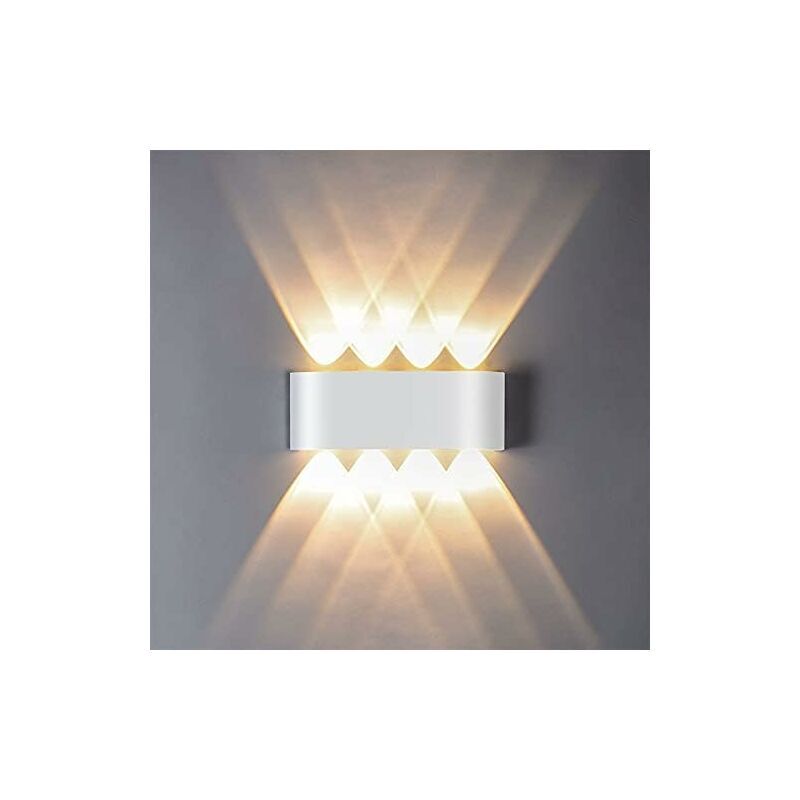Applique Murale led 8W, Lumière Blanc Chaud 3000K, Applique Murale étanche IP65, Lumière led moderne en aluminium, Disponible à l'intérieur et à