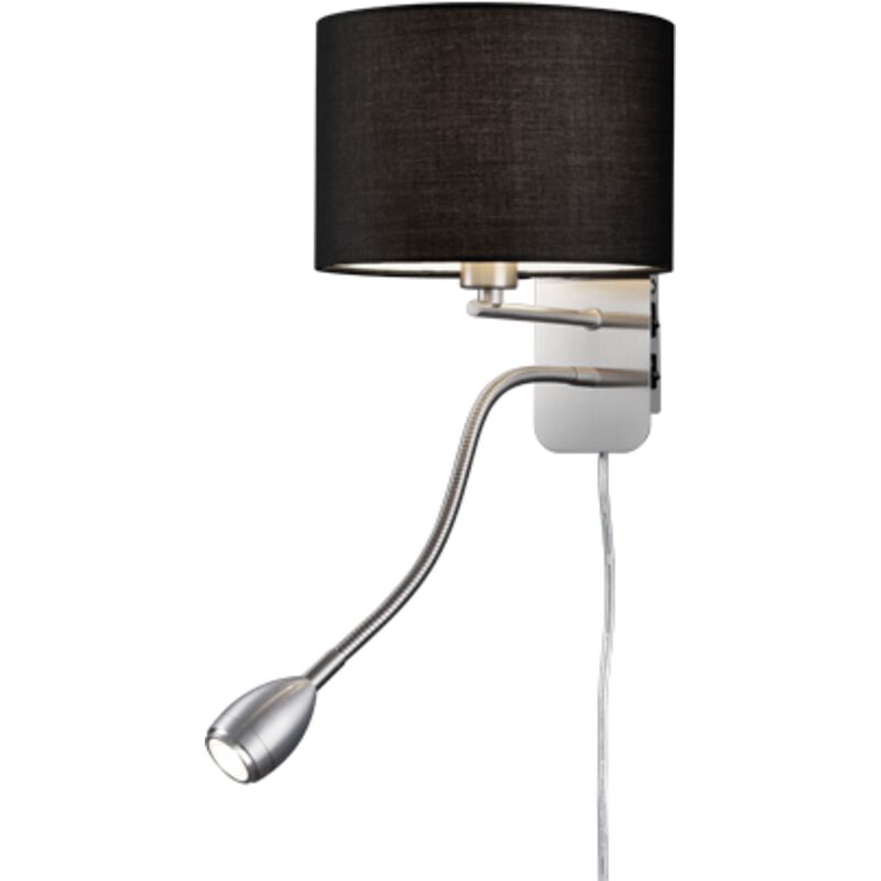 Trio Hotel Lampe De Lecture Young Living Nickel Mat Avec Abat-Jour Noir