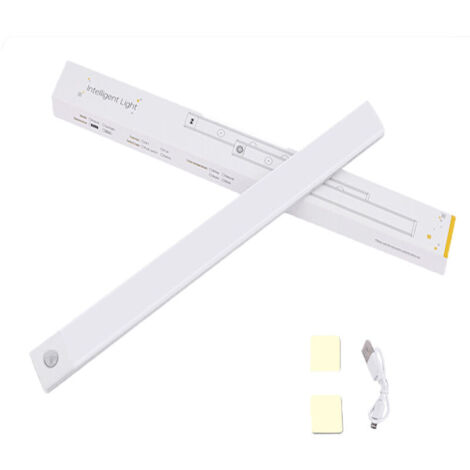 Applique murale LED à intensité variable 40 cm, Lampe de cuisine sans fil, mode tricolore avec capteur de mouvement interne, adaptée pour applique murale de cuisine，Chambre, tête de lit，(couleur argen