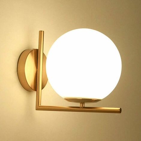 Applique Murale LED, Applique Murale Boule de Verre, E27 Applique Murale Intérieure Moderne Abat-Jour en Verre Sphérique Salle de Bains Lumière Chambre Escalier Couloir Salle étude, Noir (Ampoule Non