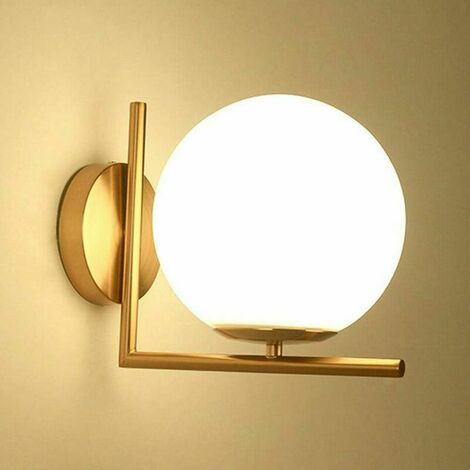 Applique Murale LED, Applique Murale Boule de Verre, E27 Applique Murale Intérieure Moderne Abat-Jour en Verre Sphérique Salle de Bains Lumière Chambre Escalier Couloir Salle étude, Noir (Ampoule Non