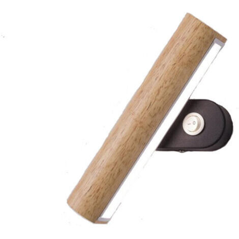 Applique Murale LED, Applique Murale en Bois 360° Rotatif, Lumière tricolore Moderne Simple Applique Murale Interieur pour Salon, Chambre, Couloir, Escalier (22.5CM)