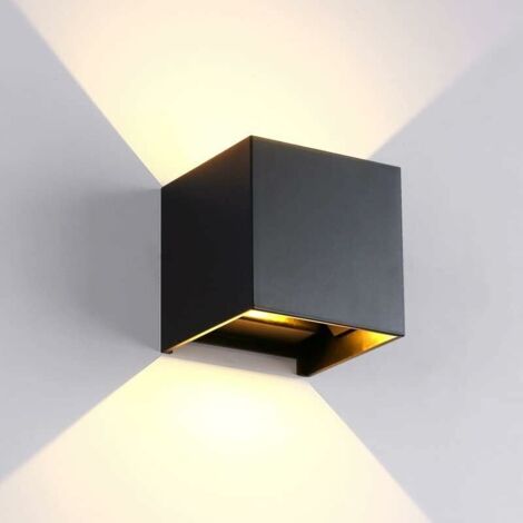 Applique murale LED, Applique Murale imperméable à l'eau montée en Surface Appliques murales intérieures Salon Porche extérieur (6W Couleur : Noir)