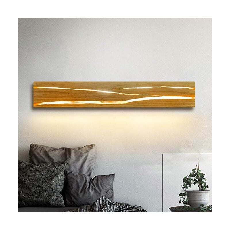 Applique Murale Interieur Lampe Murale Chambre en Bois - 3000K LED Blanc Chaud 7W Rotative Lampe de Nuit Couloir avec Interrupteur Luminaires