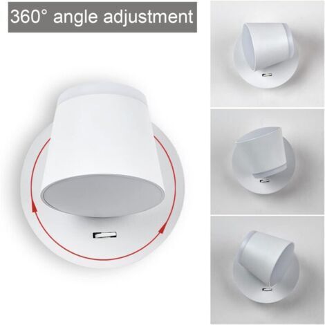 Applique murale LED, applique pour chambre, applique pour escalier intérieur, interrupteur de chevet / LED 8 W / garage, couloir, hôtel, rotation à 360°, lumière blanche 3000 K - RAPAND