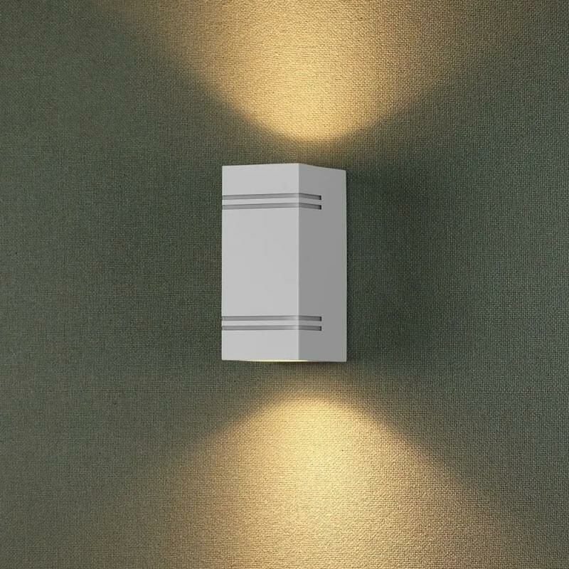 Applique Murale led Blanche Carrée IP44 Double Faisceau GU10 - s