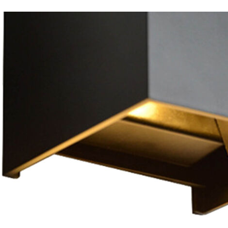 Applique murale LED carrée 6W à éclairage vers le haut et vers le bas, style moderne, pour salon ou chambre Angle d'éclairage réglable, étanche Lampe murale LED cubique noire