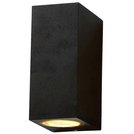 Applique Murale LED Carrée IP44 double faisceau GU10 - Noir - SILUMEN