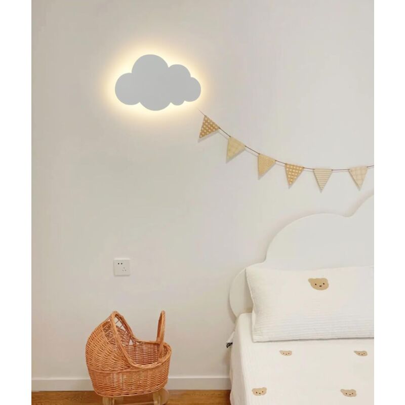 Tonchean - Applique Murale led Chambre d'enfant Eclairage mural Lumière chaude Lampe de Lecture de chambre à coucher blanc Nuages créatif Lampe de