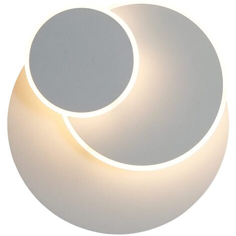 Applique Murale LED Circulaire, Créatif Éclipse Solaire 3-en-1 Applique Murale Intérieure, Moderne Applique Murale Blanche Simple, Forme Ajustable, 15W Lumière Chaude