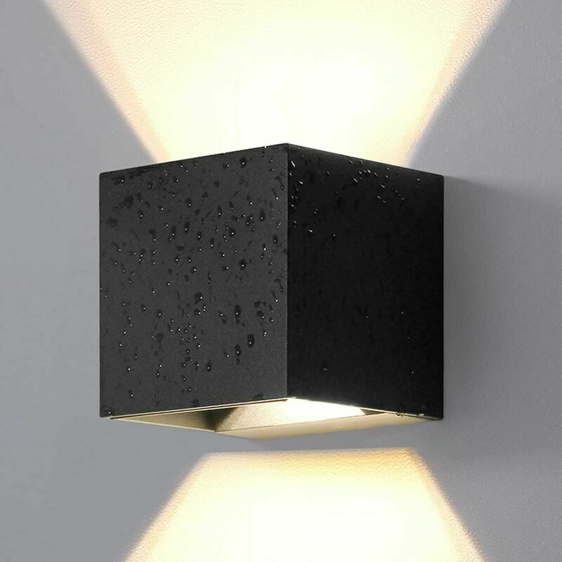 Applique Murale led Cube Réglable 6W 3000K Applique Murale Carrée IP65 étanche Moderne Aluminium Applique Extérieure pour Couloir Jardin, Noir