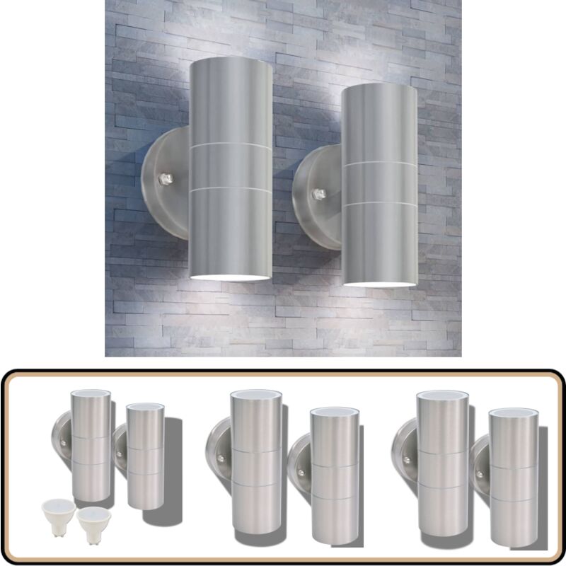 Applique murale led d'extérieur 2 pcs Acier inoxydable haut bas - Applique Murale Extérieure - Éclairage Extérieur - Luminaire Led - Applique Inox