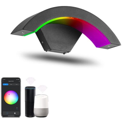 Applique murale LED d'extérieur 9 W à intensité variable, intelligente, RVB, changement de couleur, IP65, étanche, contrôle par application