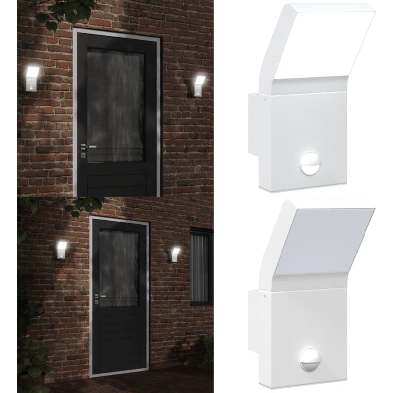 Applique murale LED d'extérieur avec capteurs blanc - Applique Murale Exterieure - Éclairage Extérieur - Luminaire Extérieur - Lampadaire Extérieur