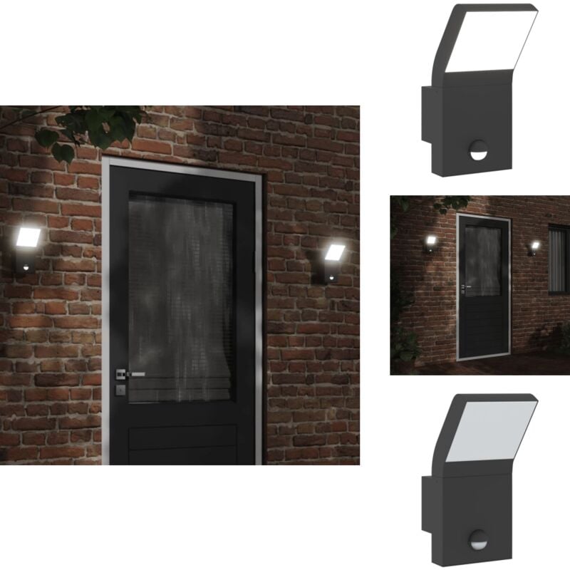 Applique murale led d'extérieur avec capteurs noir - Applique Murale Exterieure - Éclairage Extérieur - Luminaire Led - Lampadaire Extérieur - Sensor