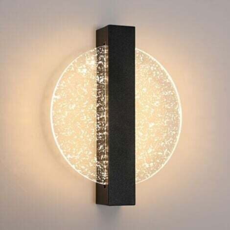 Applique Murale LED Dimmable 12W, Lampe Murale Intérieure Moderne en Aluminium, Lampe de Chevet Murale LED, Noir Applique Murale Acrylique Ronde pour