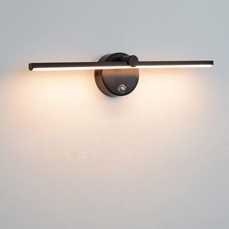 Applique murale LED dimmable avec interrupteur - Orientable à 300° - LED 8W 4000K - Pour miroir de salle de bain - 41 cm - Noir