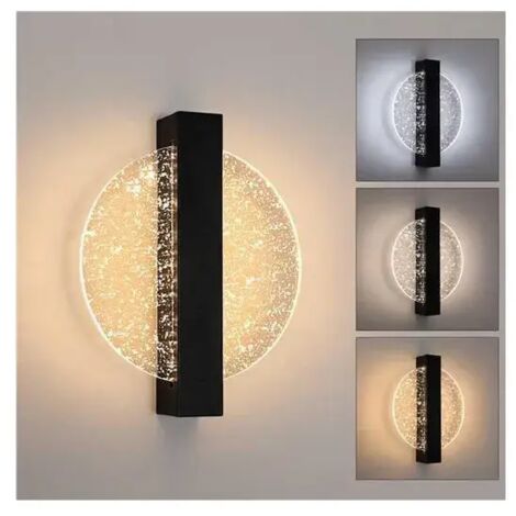 Applique Murale LED Dimmable Moderne Rond Lampe murale 3000K/4000K/6000K Pour chambre à coucher, salon, couloir, entrée Noir (SKU Produit : 93626923 SKU Offre : 1025LIU50)
