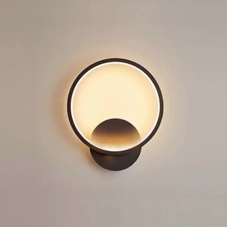Applique murale LED d'intérieur 13W ronde, noire, blanc chaud 3000K, style moderne, pour chambre, salon, escalier, couloir, 220V AC