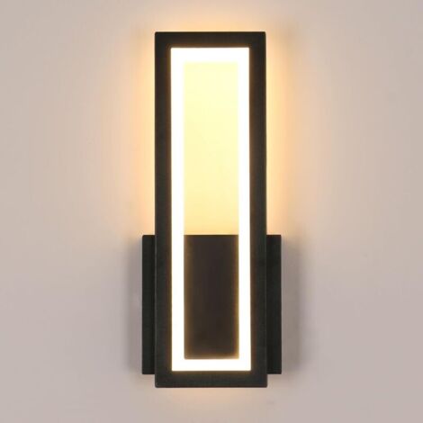 Applique murale LED d'intérieur, 16 W, 2000 lm, en acrylique noir moderne, lumière blanc chaud 3000 K, convient aux chambres, salons, couloirs, cages d'escalier, 32 cm [Classe énergétique E]
