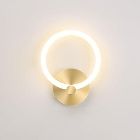 Applique murale LED d'intérieur 19 cm, lampe de chevet ronde dorée moderne, éclairage de couloir pour salon, chambre, 10 W (blanc chaud 3000 K)