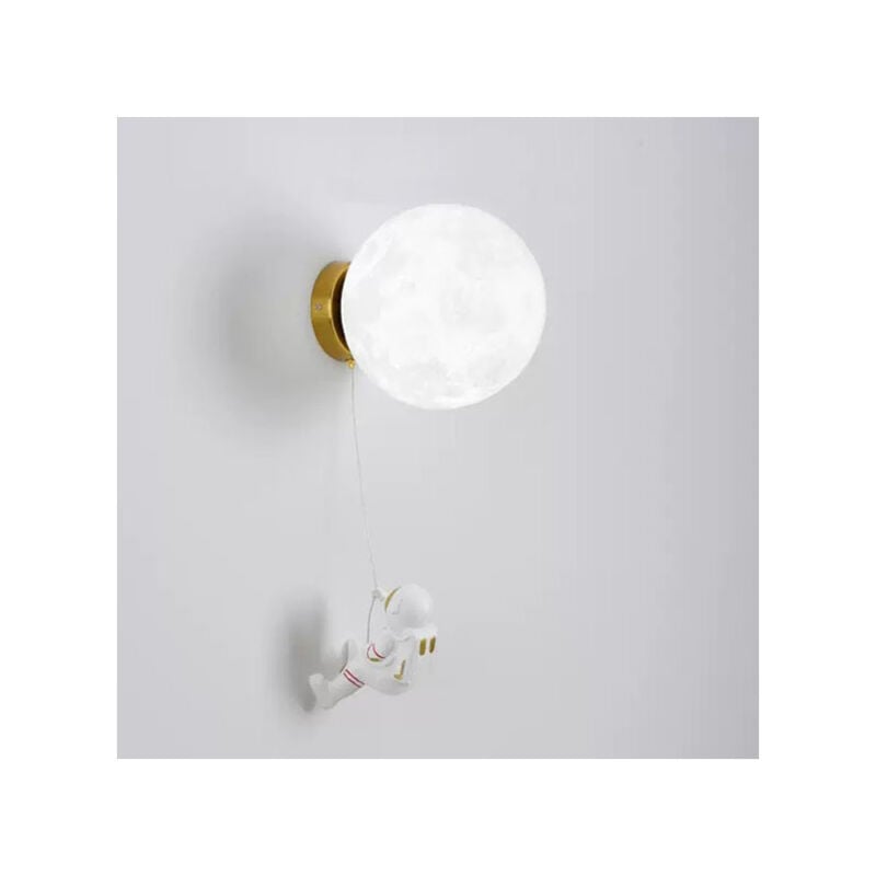 Rapanda - Applique murale led d'intérieur, applique murale pour chambre d'enfant avec figurine d'astronaute, abat-jour en forme de lune, éclairage