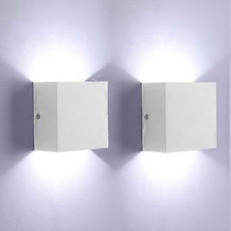 Applique murale LED d'intérieur, éclairage direct et indirect, blanche, style moderne, 6 W, en aluminium, blanc froid