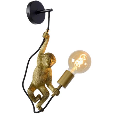Applique murale chimp en plastique noir 1xE27 – Hauteur 48,5 cm – Dimmable pour ambiance agréable – Pour salon et bureau – Lucide