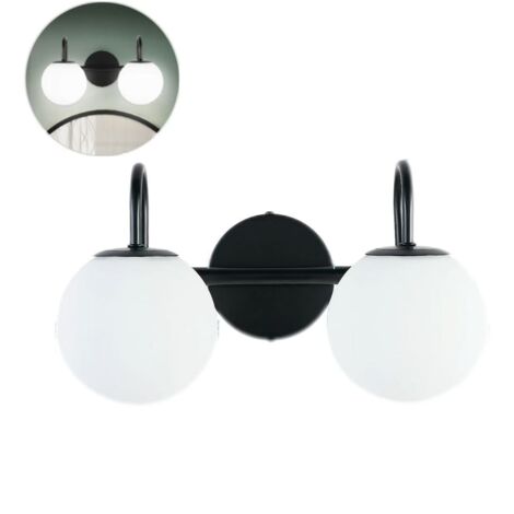 Applique murale LED double tête, abat-jour en verre, douille G9, lampe de chevet, lampe de lecture, éclairage pour miroir de salle de bain