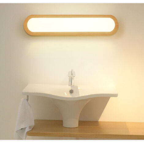 Applique murale LED en bois massif, applique intérieure, applique de chambre, applique de salle de bain, blanc chaud (55 cm)