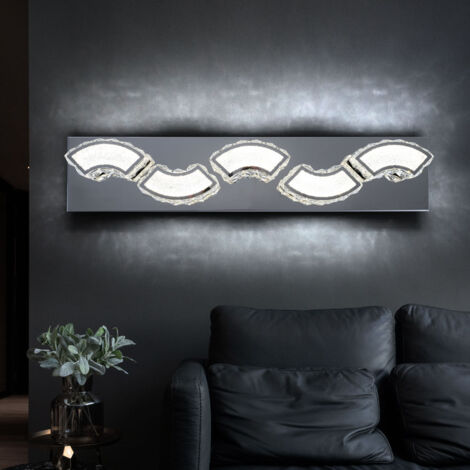 Applique murale LED en cristal, design moderne, courbée, en chrome, 1 LED 15W 1020Lm blanc neutre, L 59 cm